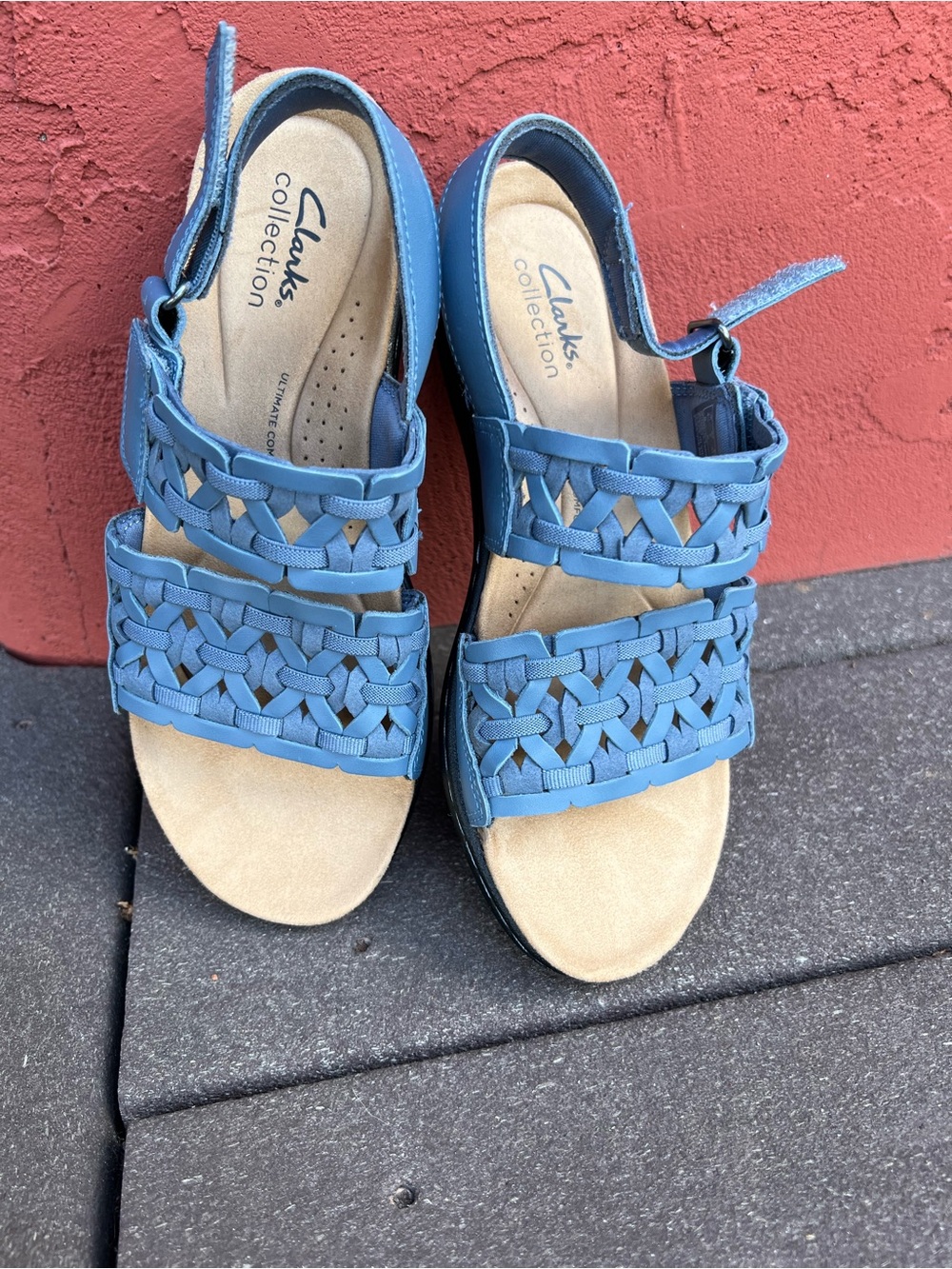 Clarks Blue Woven Slingback Sandals NWT size 7